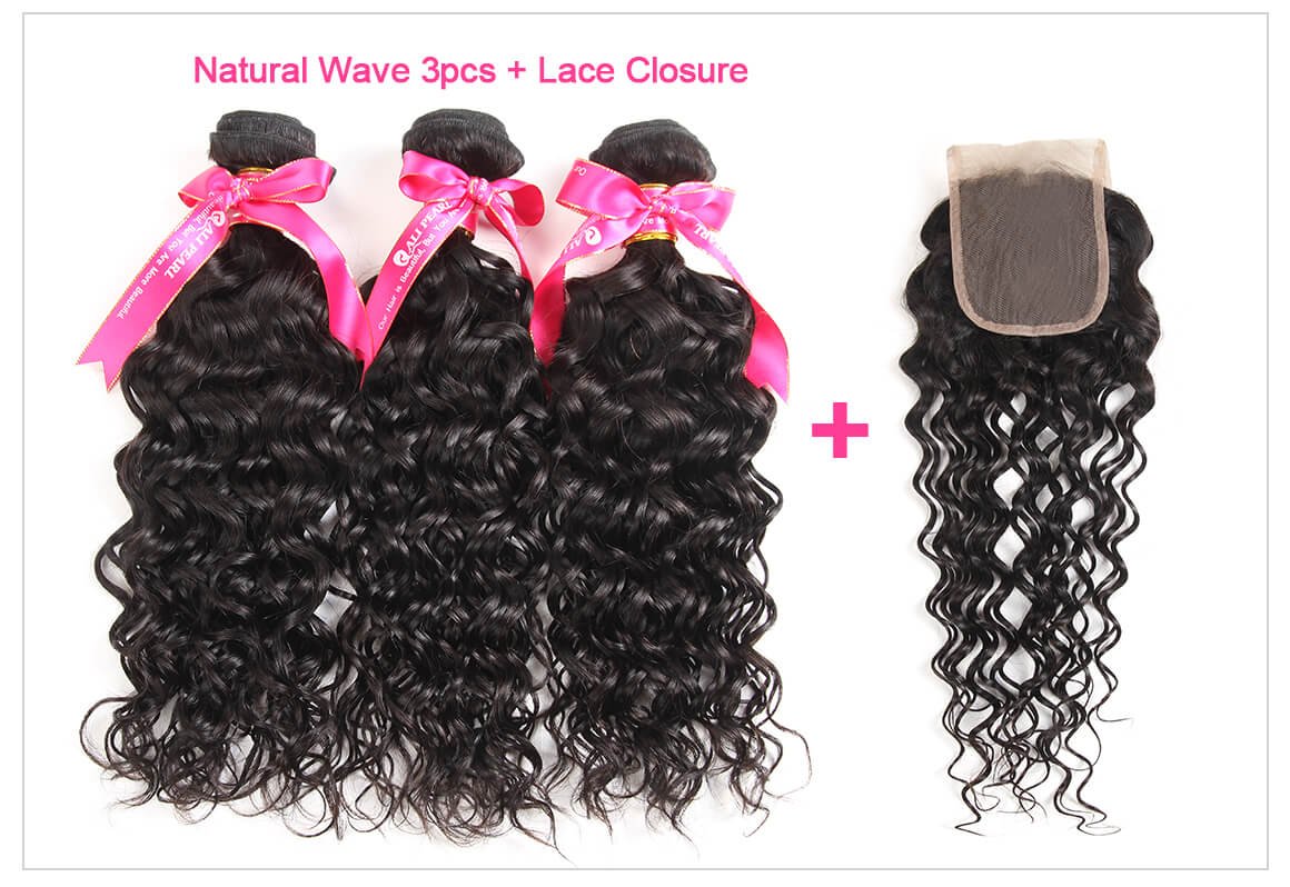 3 Bundles Natural Wave With Lace Closure