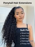 Water Wave Clip-In Ponytail With Hair Wrap Around 100% Human Hair Extension - Image 2