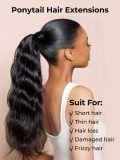 Ponytail Extension Body Wave Human Hair Ponytail With Magic Paste Warp Around - Image 2
