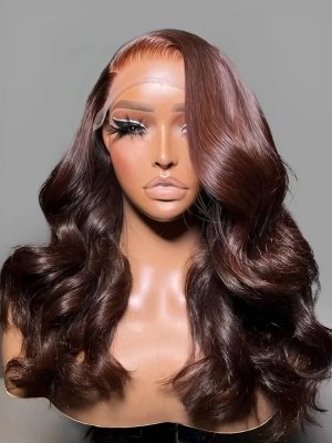 Side Part Loose Body Wave 13x6 HD Lace Frontal Wig Chocolate Brown Human Hair