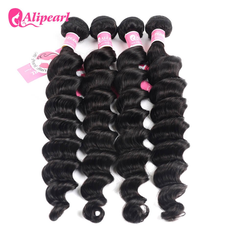 xys_3382_1 Alipearl Unprocessed Peruvian Hair Loose Deep Wave Hair 4 Bundles/Lot - Image 1