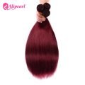 99J Burgundy Color One Bundle Pre-Colored Hair Straight Human Hair Weft - Image 3