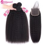 Yaki Hair Human Hair Bundles With 4x4 5x5 6x6 Lace Closure - Image 6