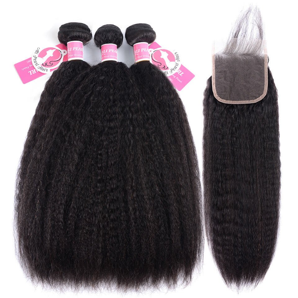 yaki-bundleswithclosure Yaki Hair Human Hair Bundles With 4x4 5x5 6x6 Lace Closure - Image 1