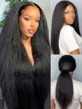 13x6 Parting Max Transparent Lace Frontal Yaki Straight Human Hair Glueless Wig - Image 7