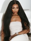 13x6 Parting Max Transparent Lace Frontal Yaki Straight Human Hair Glueless Wig - Image 4